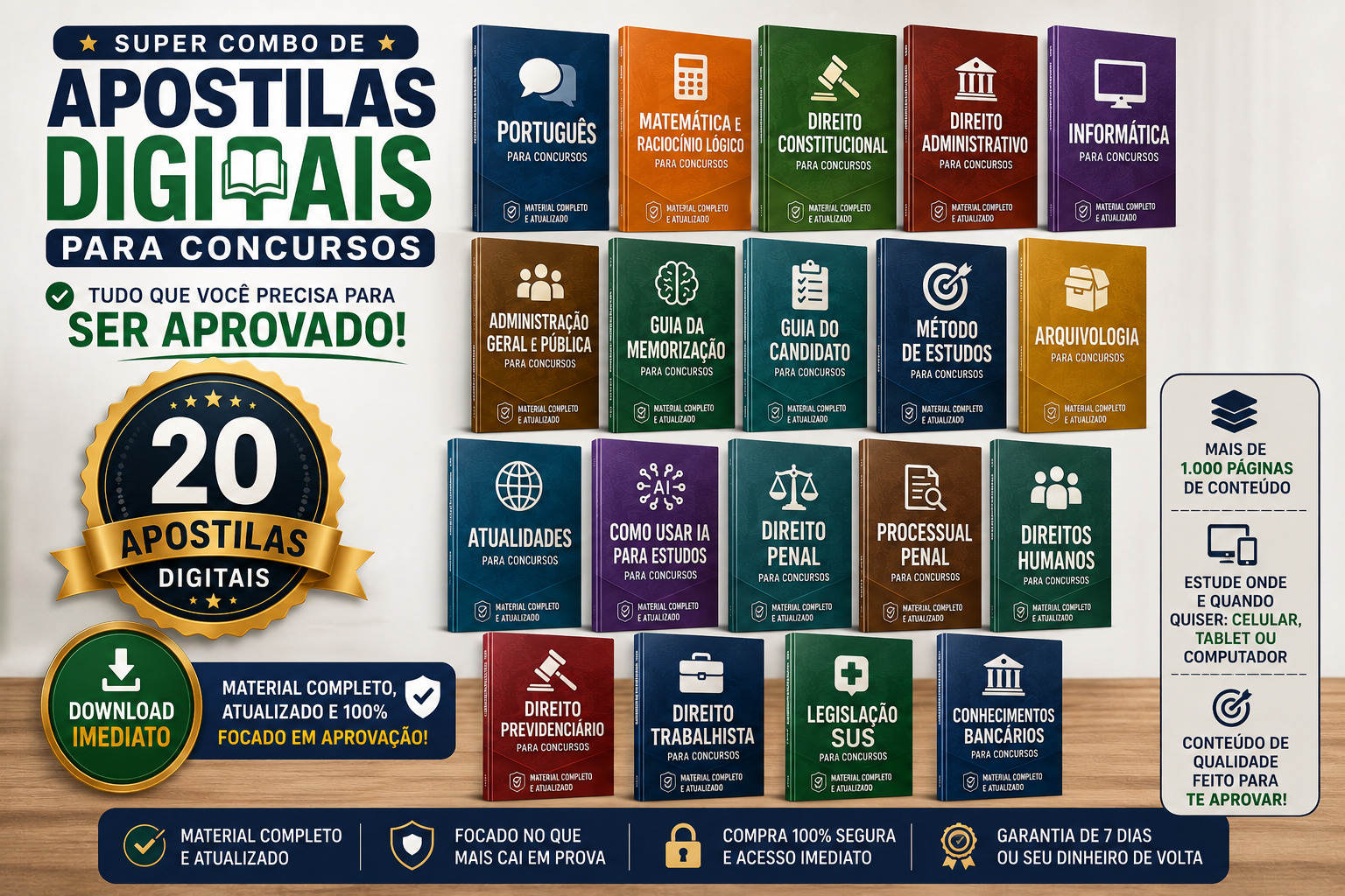 Super Combo Concurseiro — 20 apostilas digitais para concursos